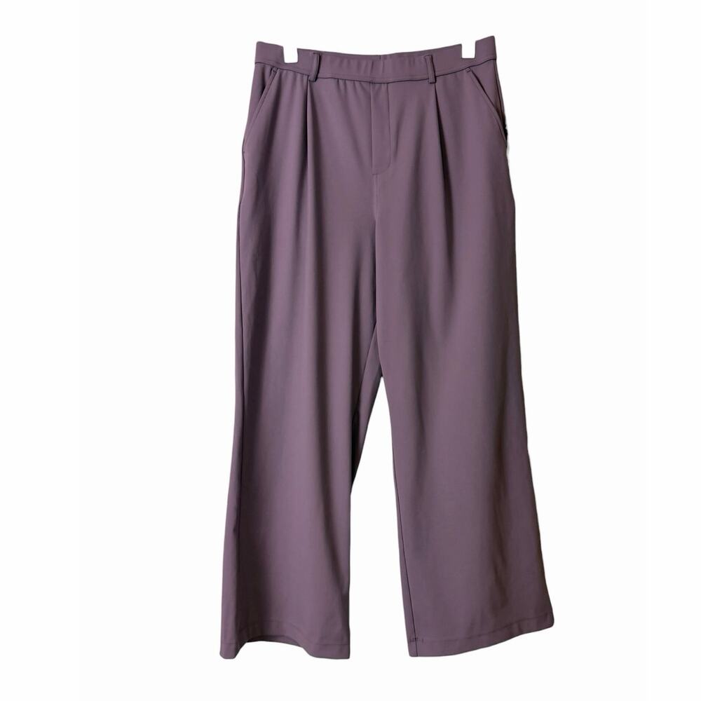 Halara Flex MicroWaffle Wide Leg Pants Size L Travel Dusty Plum Performance